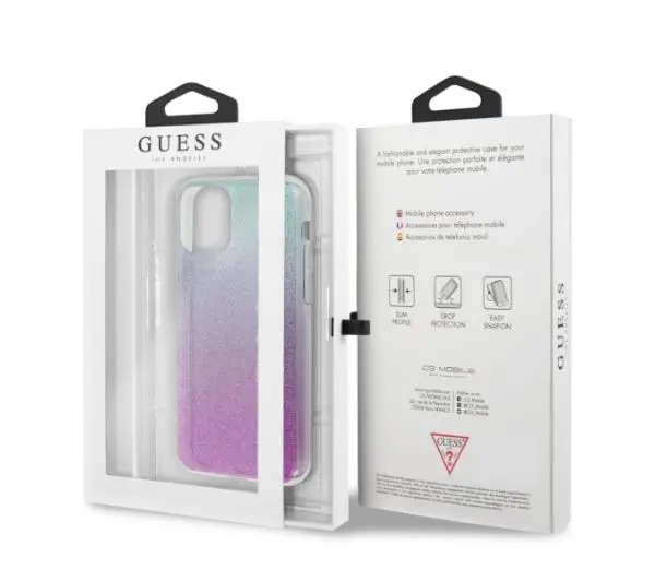 Guess Glitter Gradient GUHCN58PCUGLPBL do iPhone 11 Pro Różowo-niebieski