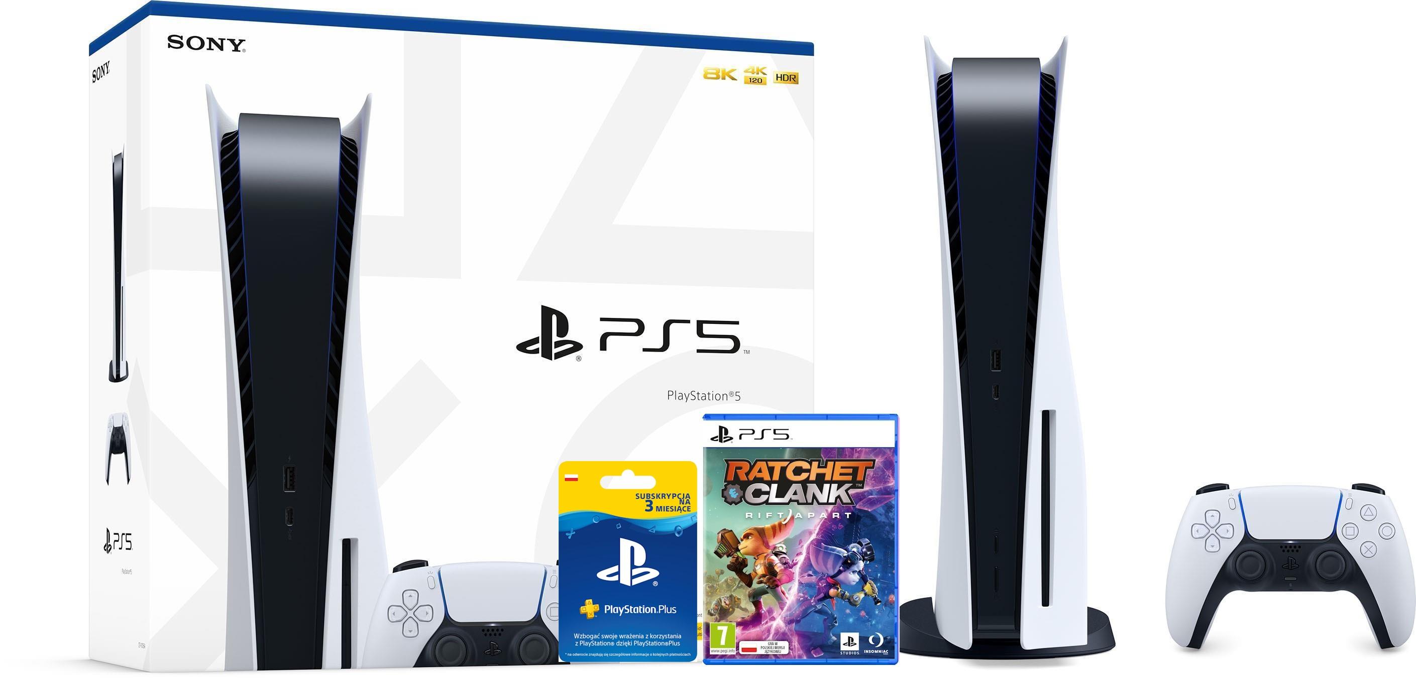 Konsola Sony PlayStation 5 (PS5) z napędem Ratchet & Clank: Rift Apart - subskrypcja PS Plus 3 m-ce