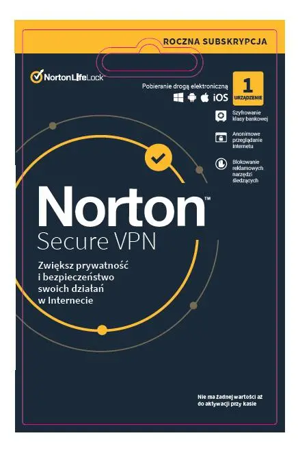 Antywirus Norton LifeLock Secure VPN 1 Użytkownik/1 Rok Kod aktywacyjny