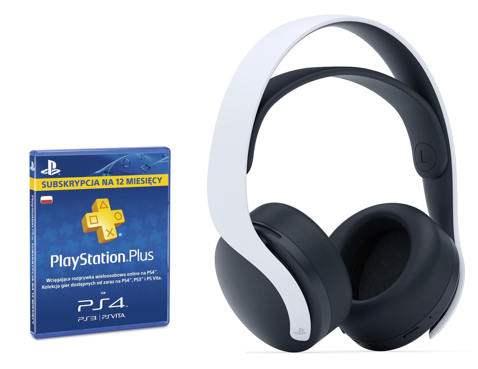 Sony PlayStation 5 Bezprzewodowy zestaw słuchawkowy PULSE 3D + Subskrypcja PlayStation Plus 12mcy