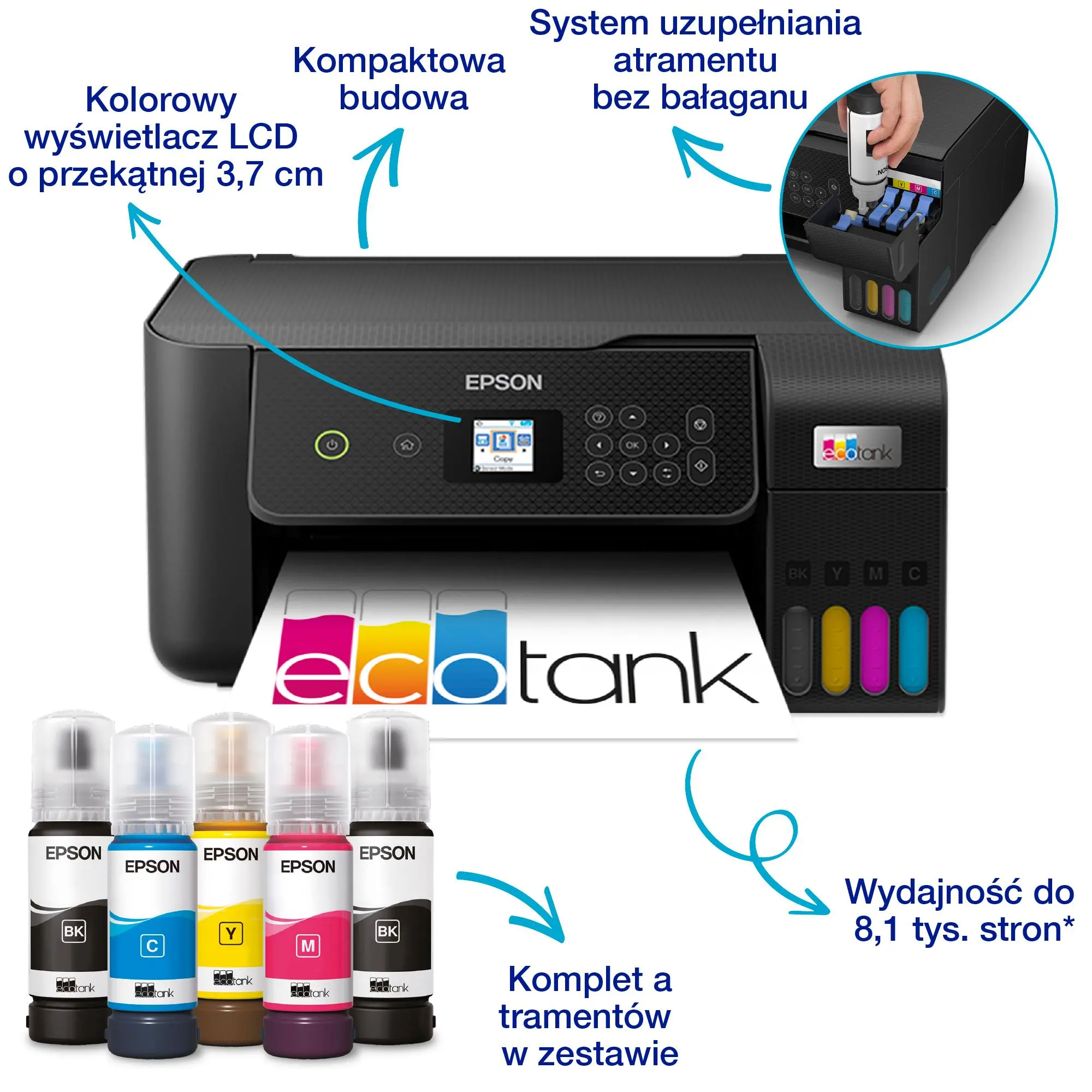 Urządzenie wielofunkcyjne Epson EcoTank L3260 WiFi Czarny