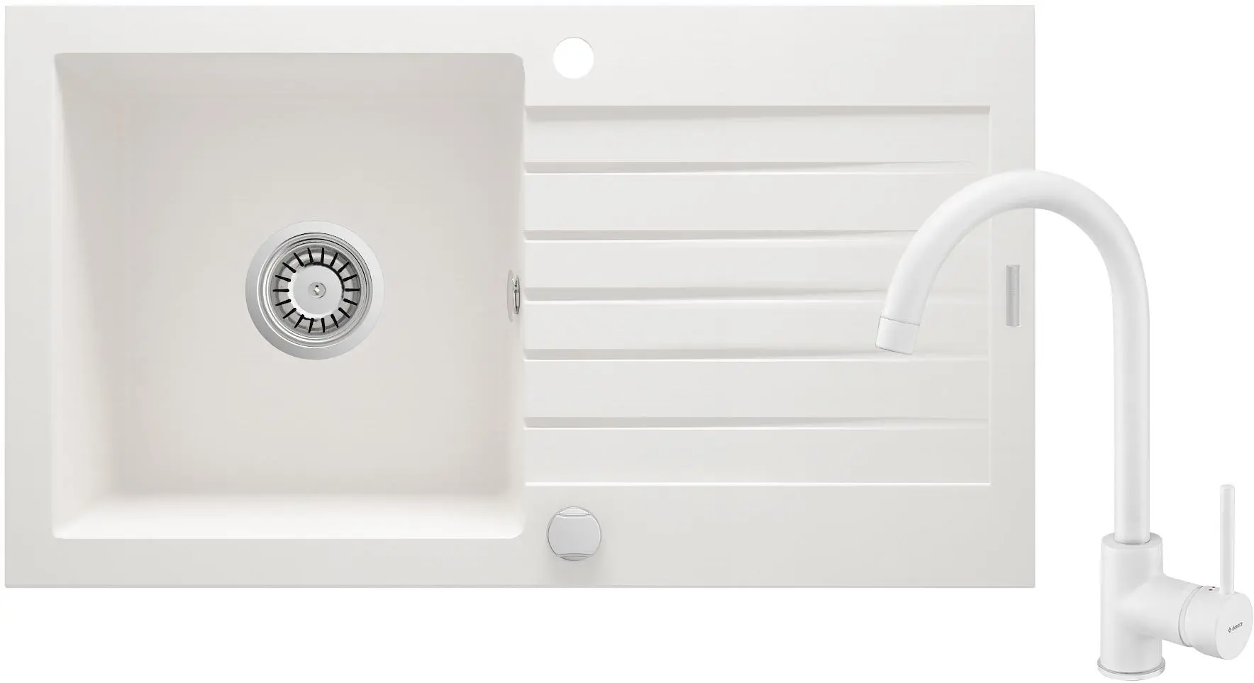 Zlewozmywak Deante Zorba ZQZVA113 Alabastrowy + bateria Alabastrowy