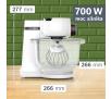 Robot kuchenny Bosch MUMS2TW01 Wydajność do 2,4kg lekkiego ciasta Kompaktowe wymiary