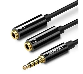 Rozdzielacz UGREEN AV141 mini jack 3,5mm Do słuchawek z mikrofonem 0,2m Czarny