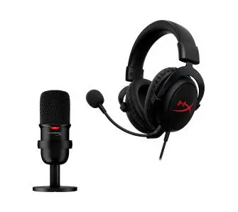 Słuchawki przewodowe z mikrofonem HyperX Streamer Starter Pack Cloud Core + SoloCast Nauszne Czarny