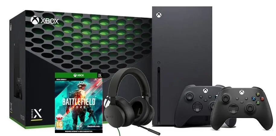 Konsola Xbox Series X 1TB z napędem + Dodatkowy Pad Czarny + Słuchawki Stereo Headset Przewodow + Battlefield 2042