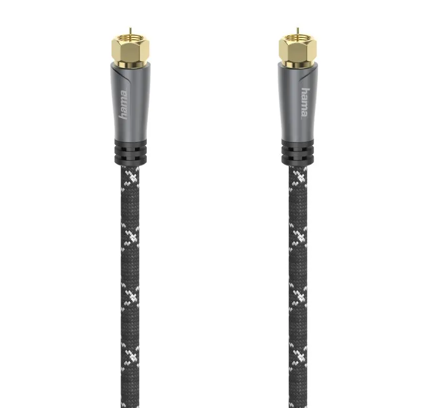 Kabel antenowy Hama 00205077 Premium wtyk F - wtyk F 120dB 1,5m Czarno-szary