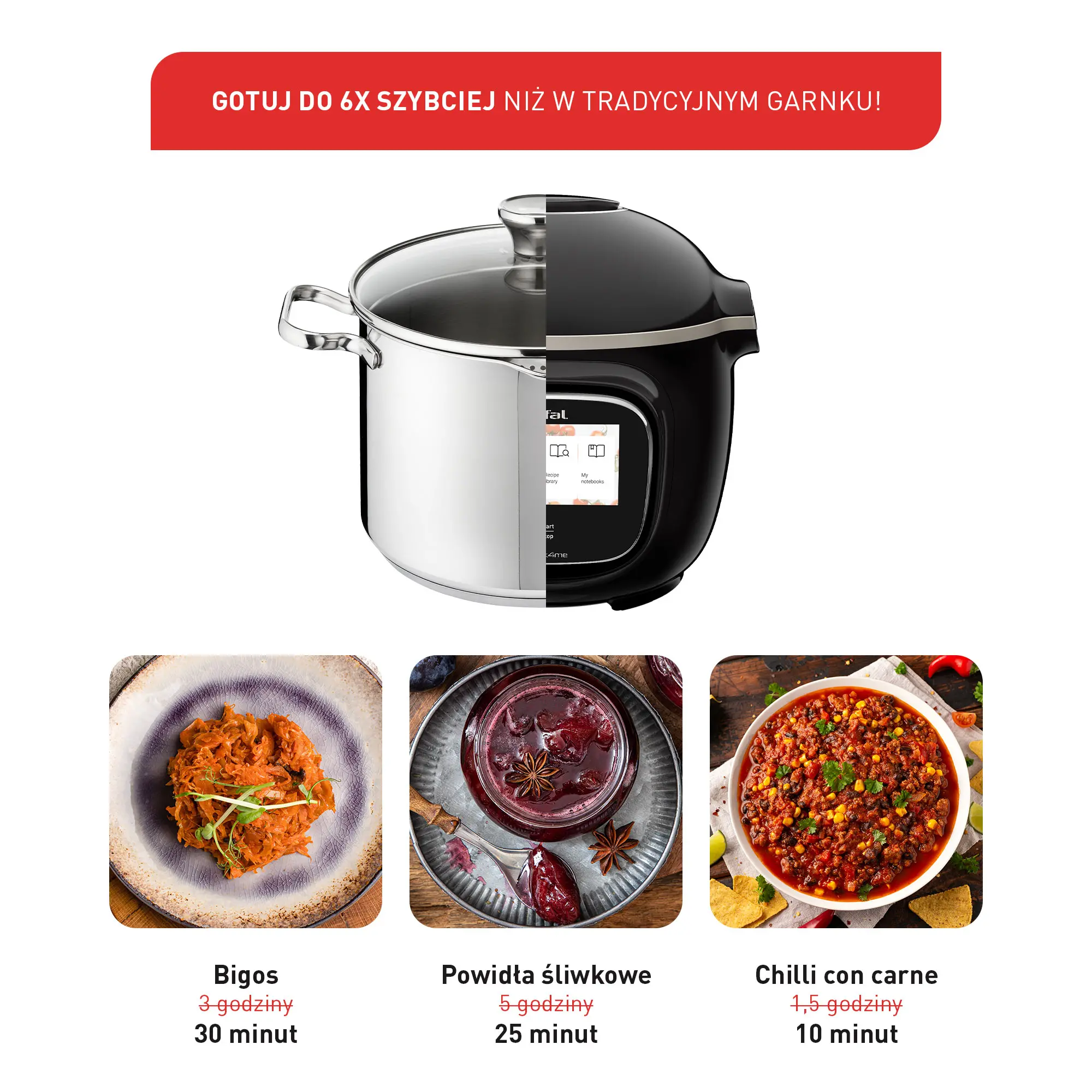 Multicooker Tefal Cook4me Touch Wi-Fi CY9128 1600W 6l Kosz do gotowania na parze