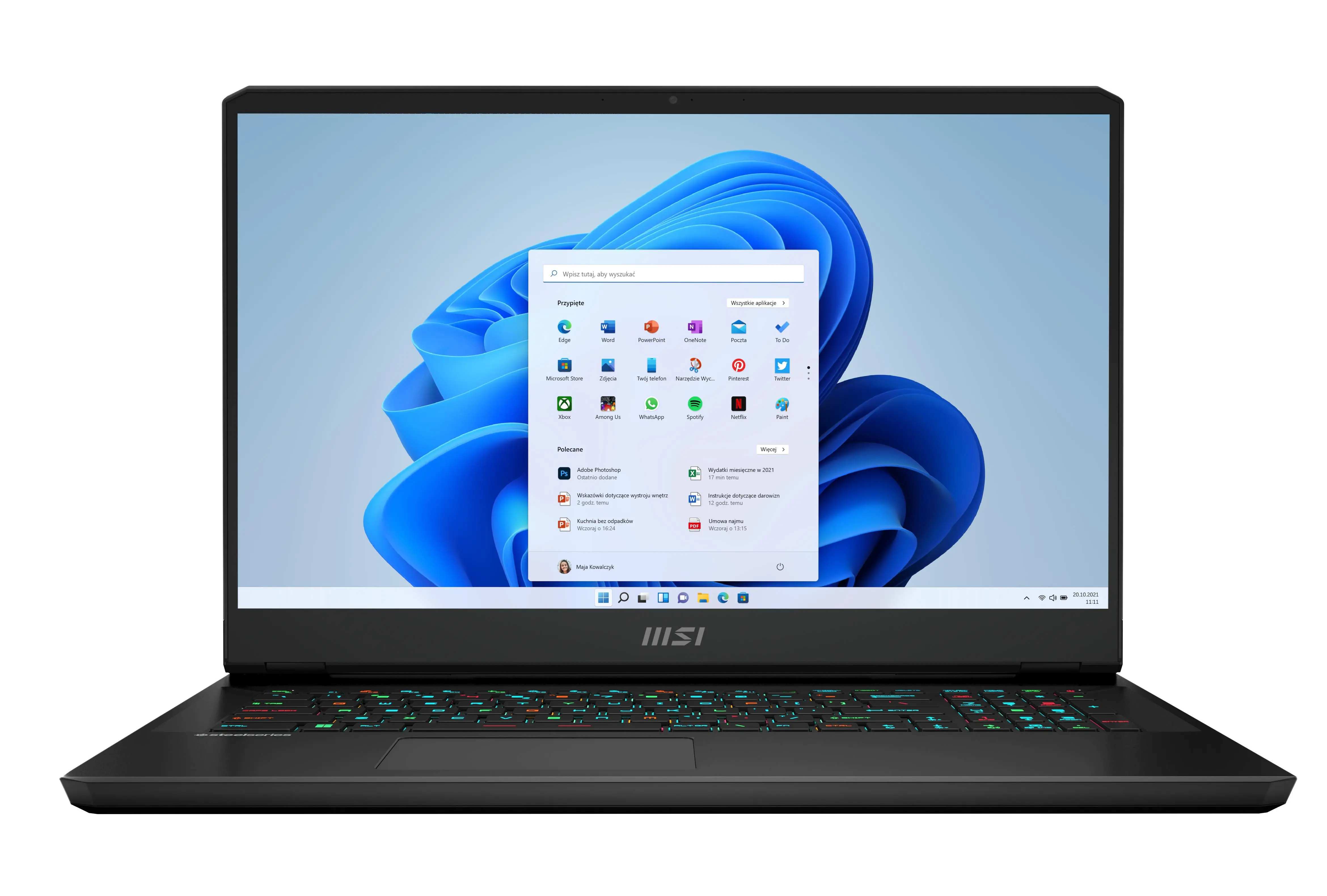 Laptop gamingowy MSI Vector GP76 12UGS-462PL 17,3" 360Hz i7-12700H 16GB RAM 1TB Dysk SSD RTX3070Ti Win11 Czarny