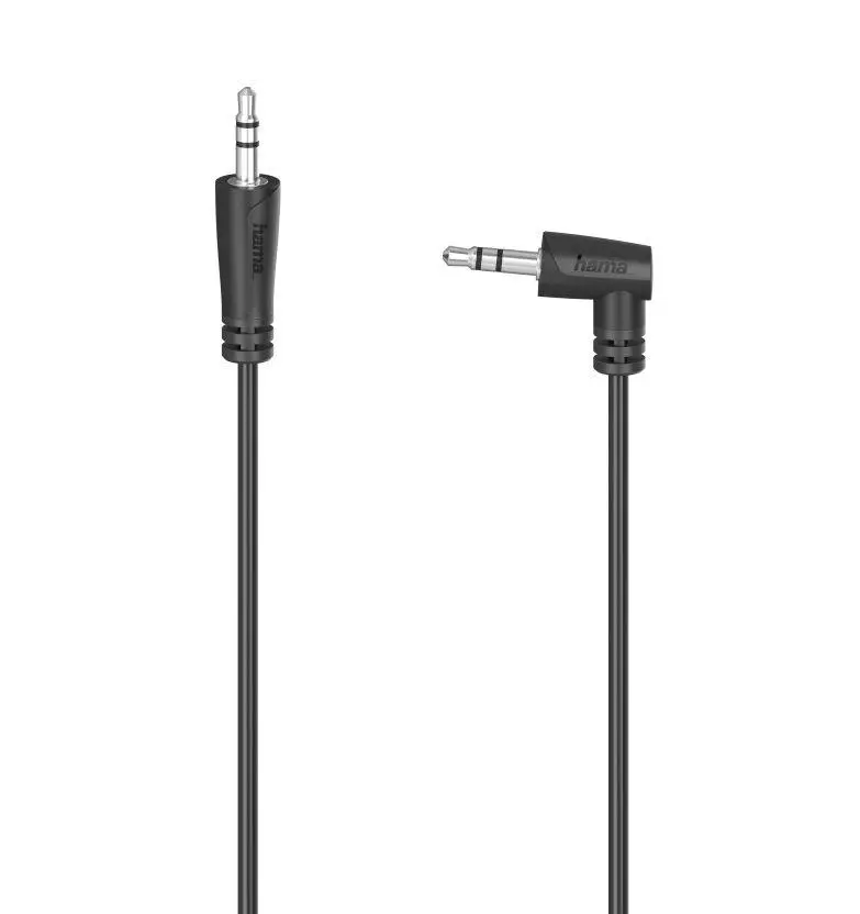 Kabel  audio Hama 00200723 Kątowy jack 3,5mm 1,5m Czarny