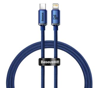 Kabel Baseus USB-C do Lightning Crystal 20W 1,2m Niebieski