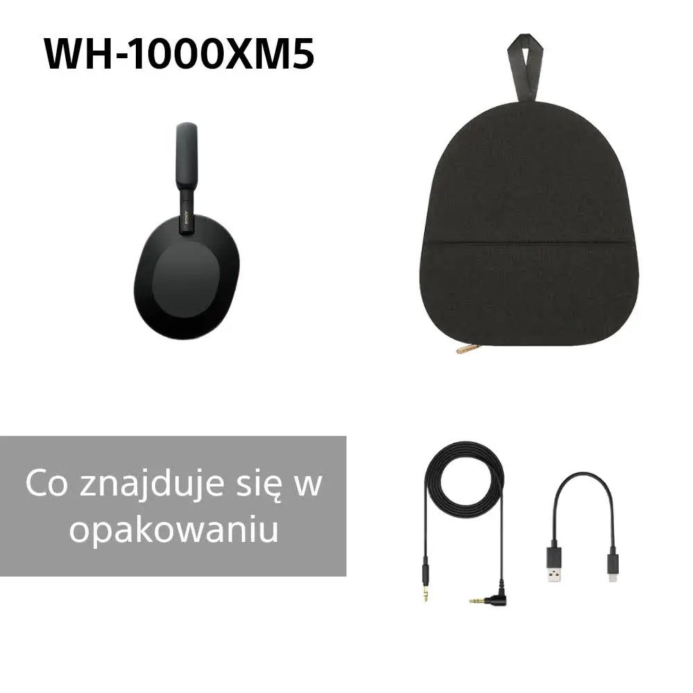 Słuchawki bezprzewodowe Sony WH-1000XM5  ANC Nauszne Bluetooth 5.2 Czarny