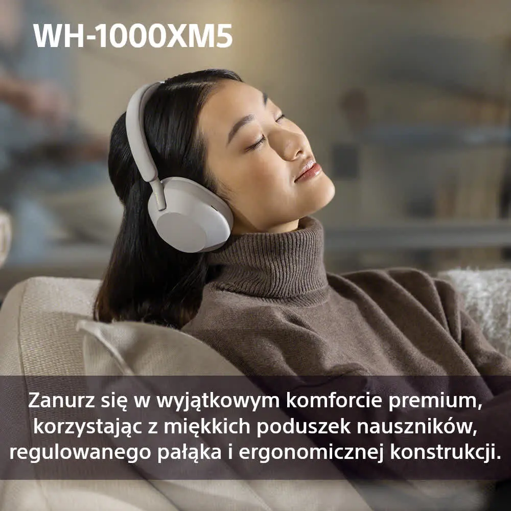 Słuchawki bezprzewodowe Sony WH-1000XM5  ANC Nauszne Bluetooth 5.2 Czarny
