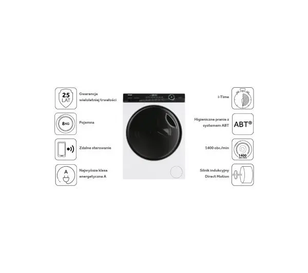 Haier I-Pro 5 HW80-B14959TU1 Slim 8kg 1400obr/min Zdalne sterowanie - Kup na Raty - RRSO 0%