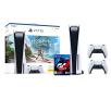 Konsola Sony PlayStation 5 (PS5) z napędem + Horizon Forbidden West + Gran Turismo 7 + dodatkowy pad (biały)