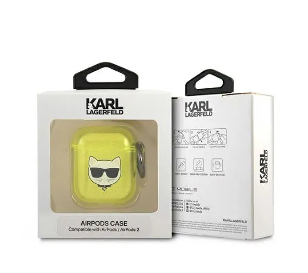 Karl Lagerfeld KLA2UCHFY Choupette Head AirPods Cover Żółty