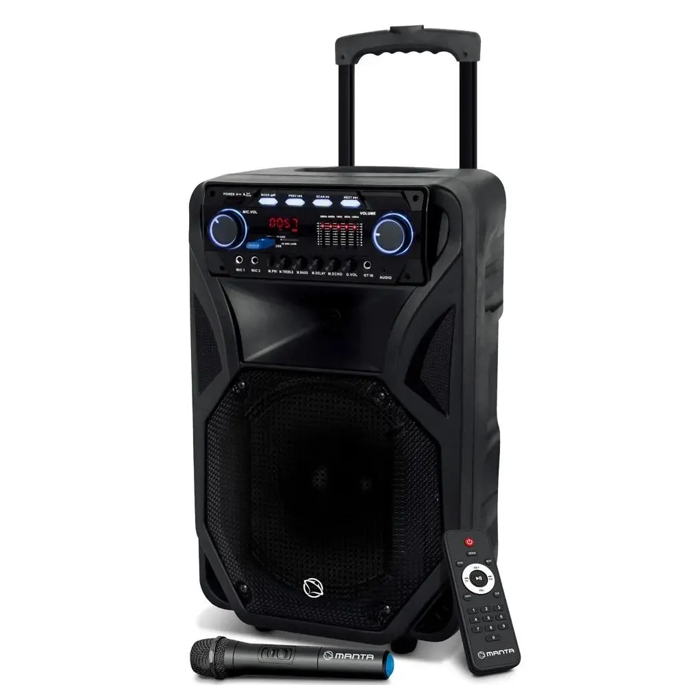 Power Audio Manta SPK5021PRO FONOS 80W Bluetooth Radio FM Mikrofon Karaoke Czarny