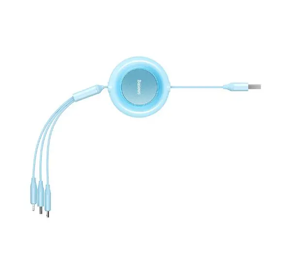 Baseus 3w1 Bright Mirror 2 microUSB Lightning USB-C płaski 3,5A 1,1m Błękitny