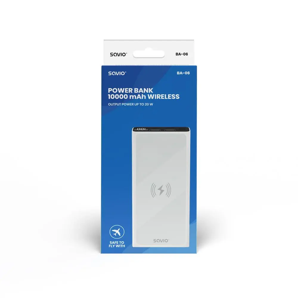 фото Зовнішній акумулятор (павербанк) Savio BA-06 10000mAh 20W White
