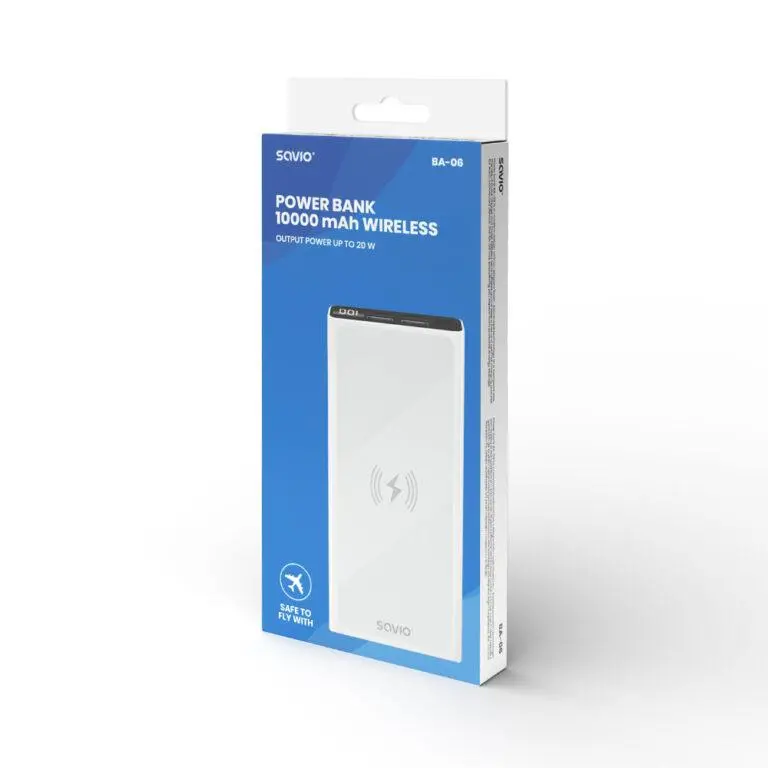фото Зовнішній акумулятор (павербанк) Savio BA-06 10000mAh 20W White