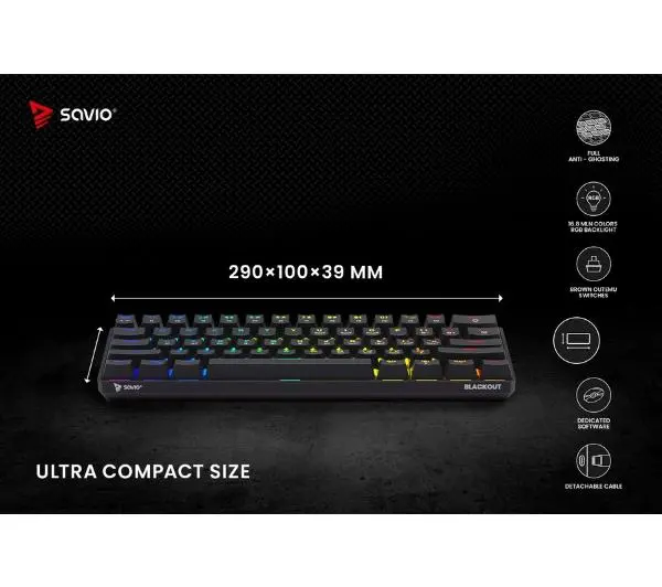 Savio Blackout BROWN Outemu Brown Czarny