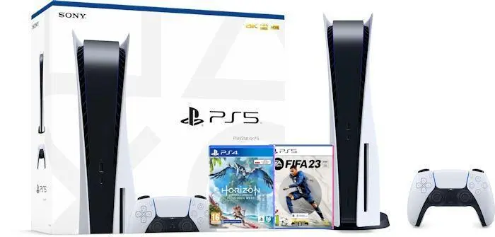 Konsola Sony PlayStation 5 (PS5) z napędem + FIFA 23 + Horizon Forbidden West