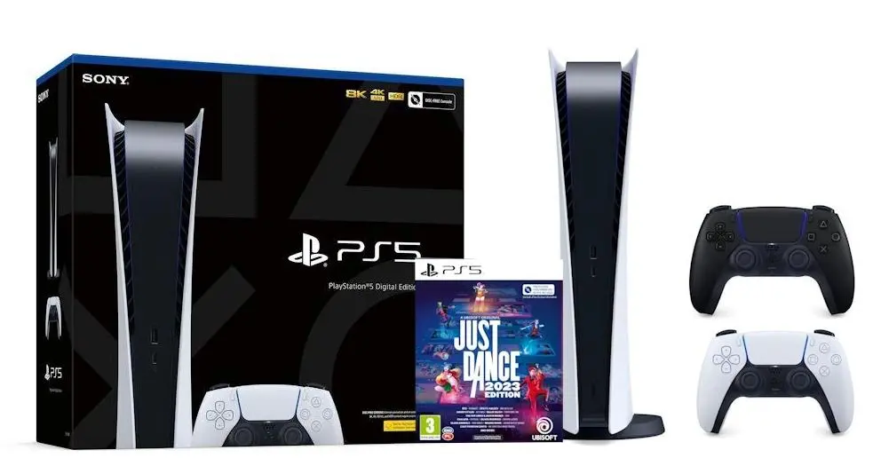 Konsola Sony PlayStation 5 Digital (PS5) + Dodatkowy Pad Czarny + Just Dance 2023