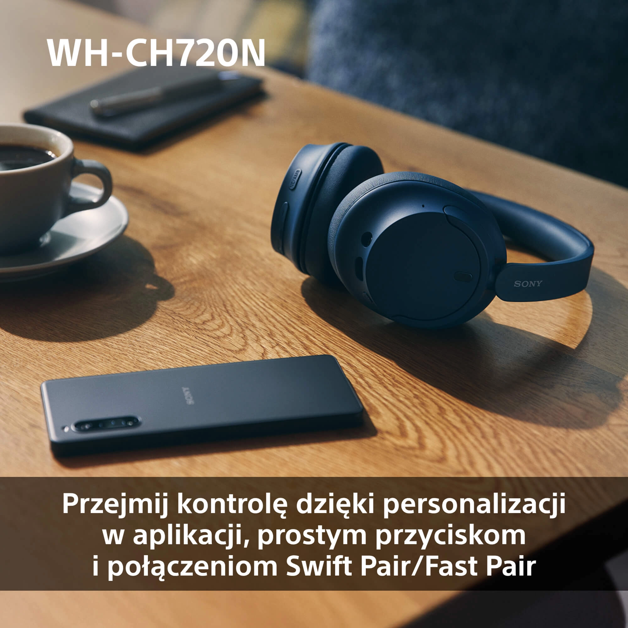 Słuchawki bezprzewodowe Sony WH-CH720N ANC Nauszne Bluetooth 5.2