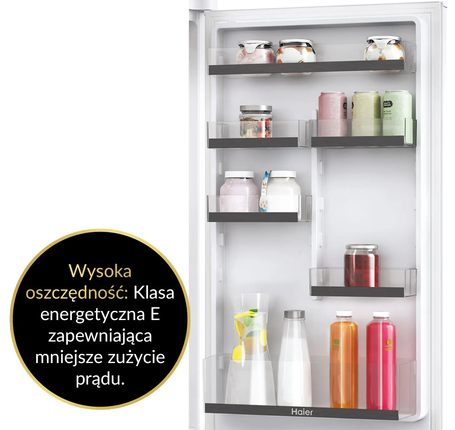 Organizator i półki w lodówce do zabudowy Haier