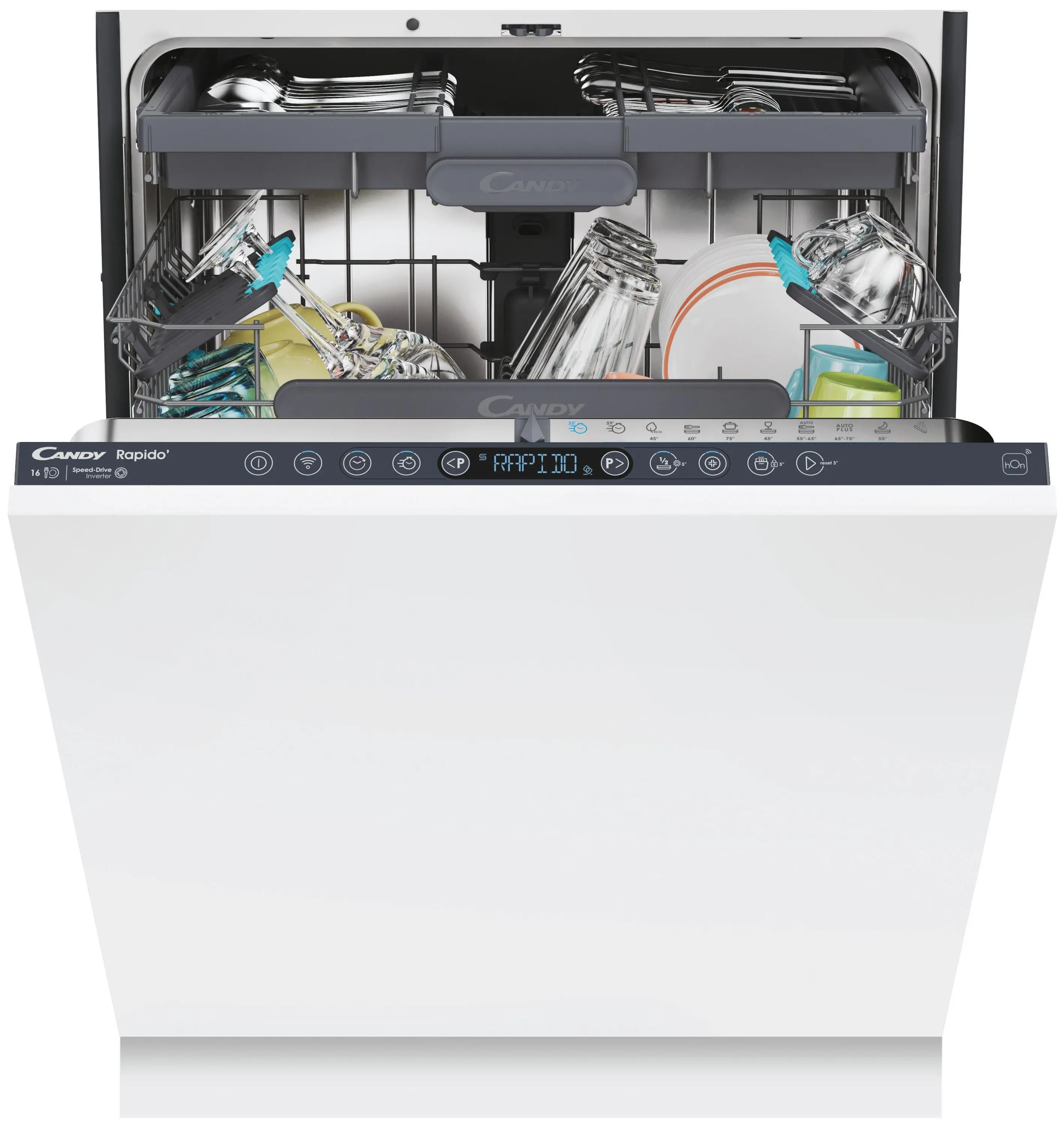 Zmywarka Candy RapidO CI 6B4S1PSA 59,7cm Automatyczne otwieranie drzwi Szuflada na sztućce Zdalne sterowanie