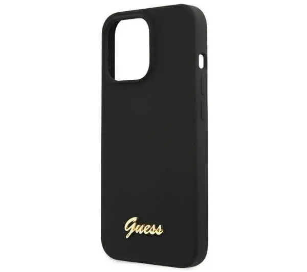 Guess Silicone Script Gold Logo MagSafe GUHMP13XLSLMGBK do iPhone 13 Pro Max