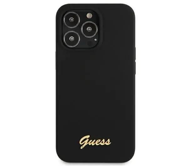 Guess Silicone Script Gold Logo MagSafe GUHMP13XLSLMGBK do iPhone 13 Pro Max