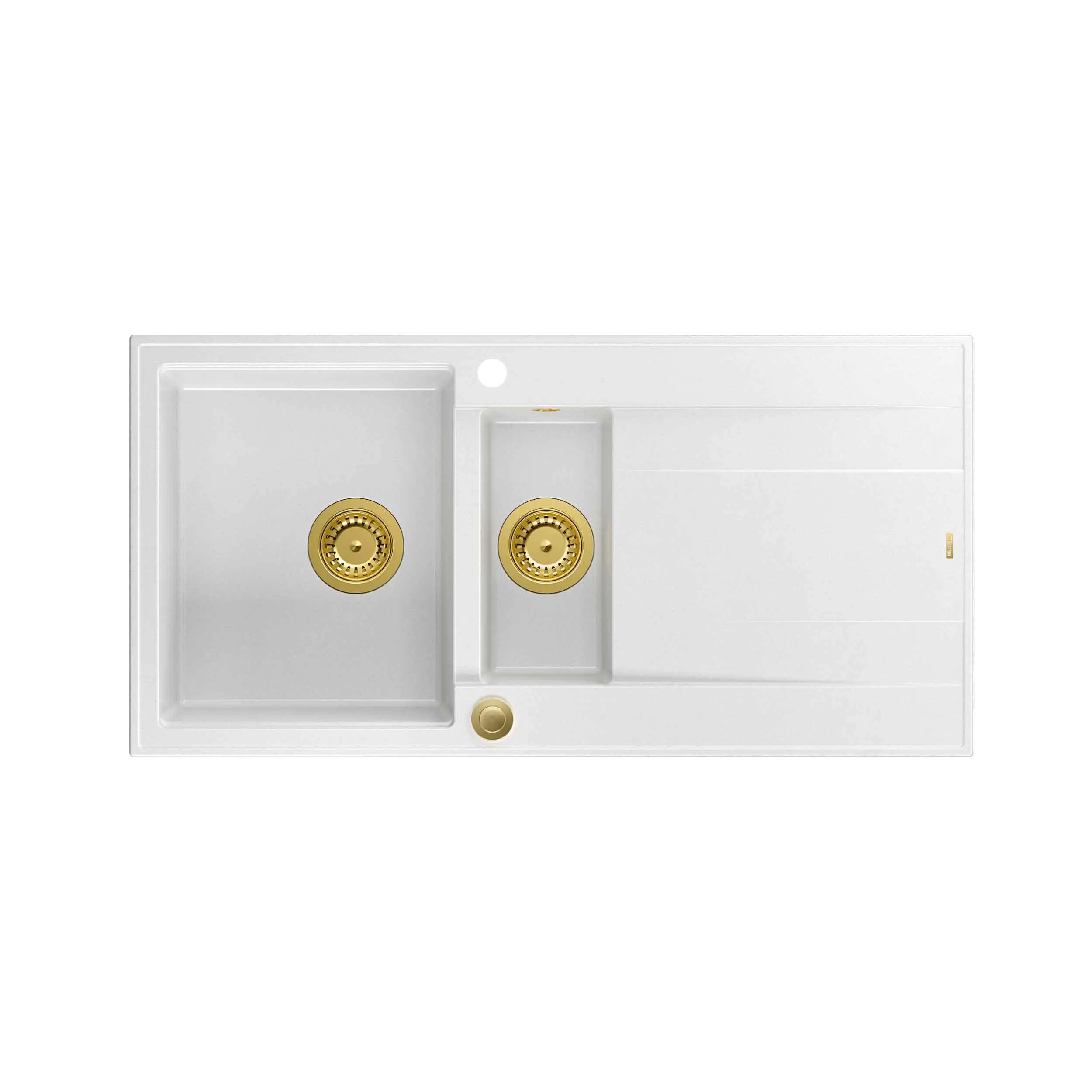 Zlewozmywak Quadron HQE510050U1_PVDG1 P2O Evan 156 Granitowy Biały/Złoty