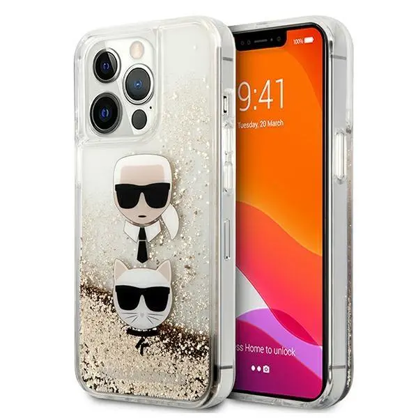 Coque Karl Lagerfeld IPhone 13 Pro - Étui Paillettes Tête Karl - Bling - Protection Chic