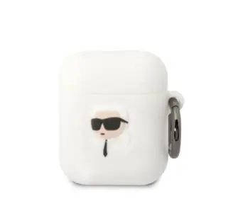 Etui na słuchawki Karl Lagerfeld Silicone Karl Head 3D KLA2RUNIKH do AirPods 1/2 Biały