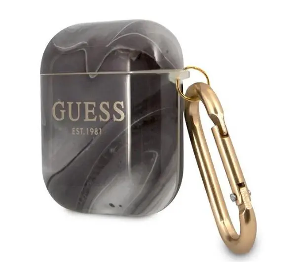 Guess Marble Collection do AirPods Czarno-biały