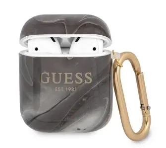 Etui na słuchawki Guess Marble Collection do AirPods Czarno-biały