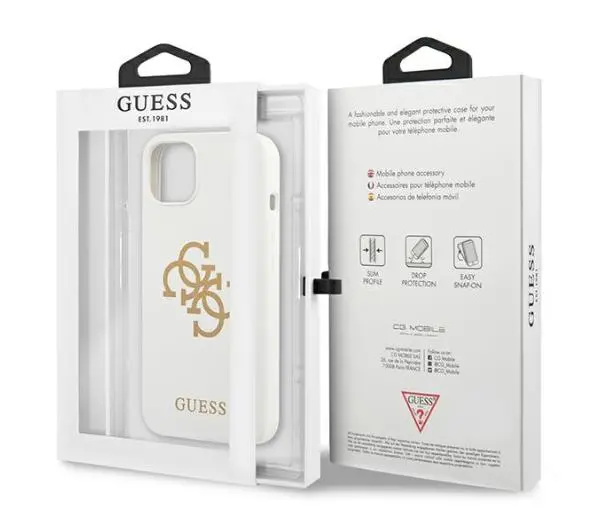 Guess Silicone 4G Logo GUHCP13SLS4GGWH do iPhone 13 mini