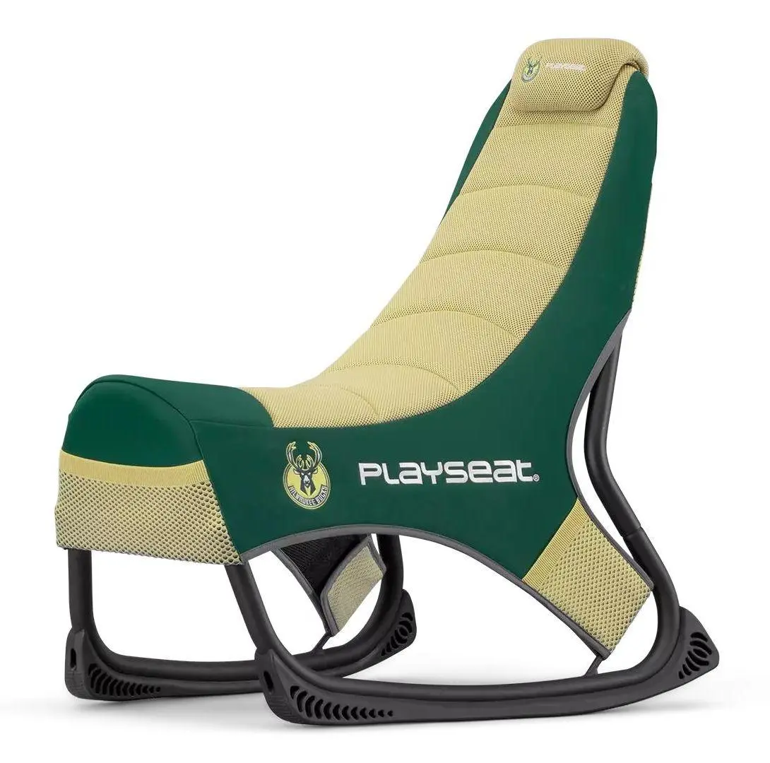 Fotel Playseat® Champ NBA-Milwaukee Bucks Gamingowy do 122kg Tkanina Zielono-żółty