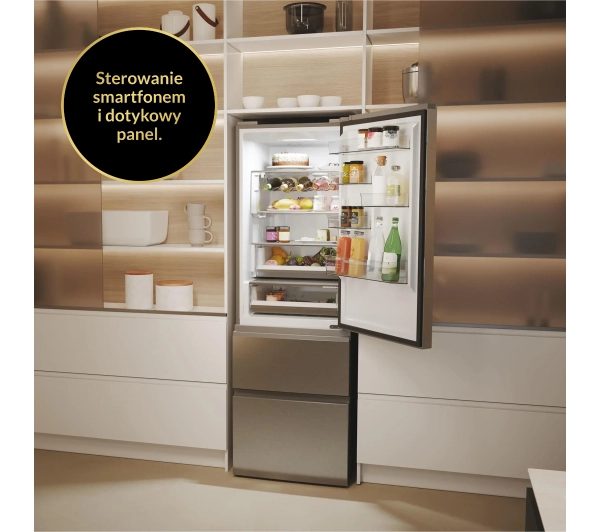 Haier Seria 5 HTW5618DNMG Pełny No Frost 185cm Szuflada z kontrolą wilgotności Zdalne sterowanie Inox - Kup na Raty - RRSO 0%