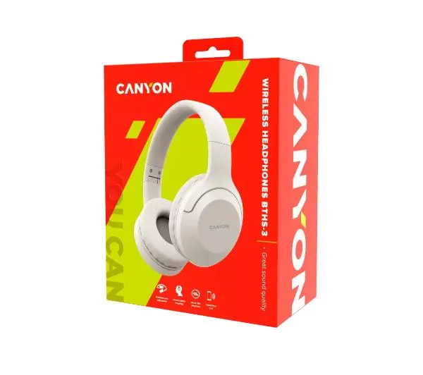 Canyon BTHS-3 Nauszne Bluetooth 5.1 Beżowy