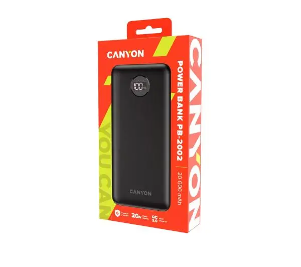 Canyon PB-2002 Czarny 20000mAh QC PD 20W Biały