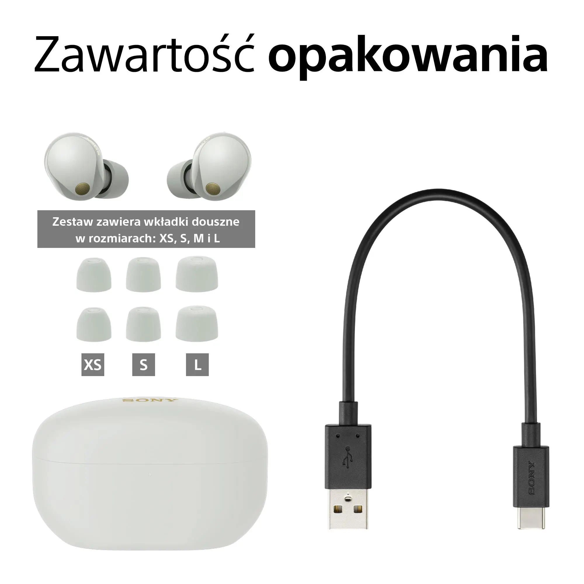 Słuchawki bezprzewodowe Sony WF-1000XM5 ANC Dokanałowe Bluetooth 5.3 Srebrny