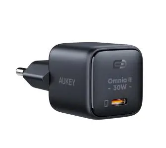 Ładowarka sieciowa Aukey Omnia II PA-B1L GaN, USB-C, PD 30W, Czarny