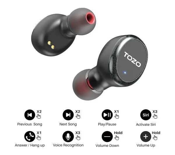 Tozo T10S Dokanałowe Bluetooth 5.2 Czarny