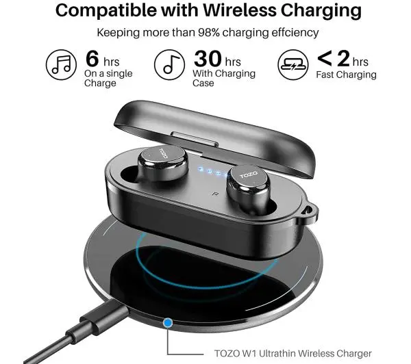 Tozo T10S Dokanałowe Bluetooth 5.2 Czarny