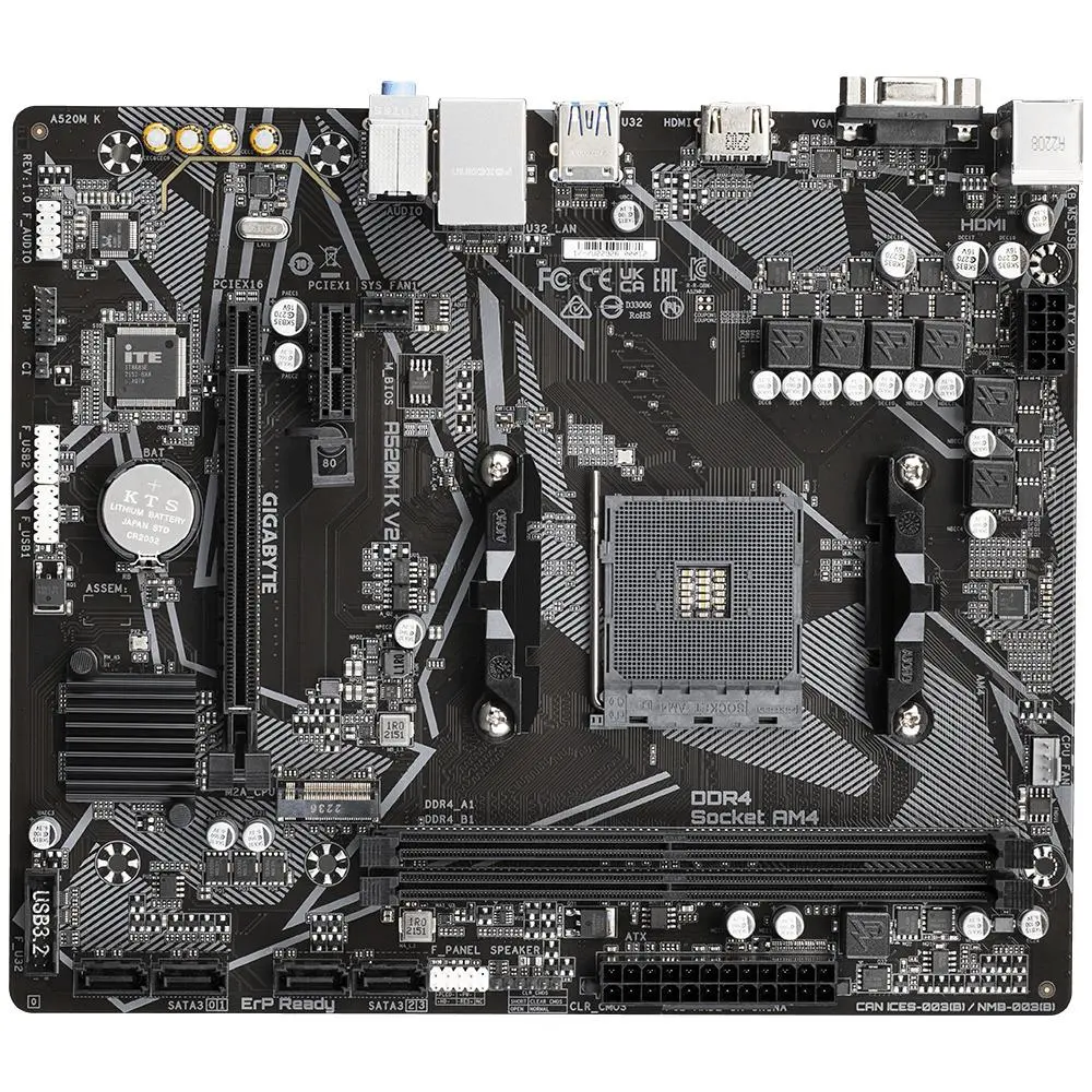 фото Материнська плата Gigabyte A520M K V2 3