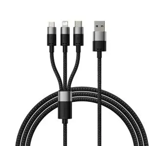 Kabel Baseus StarSpeed USB do M+L+C 3,5A 0,6m Czarny