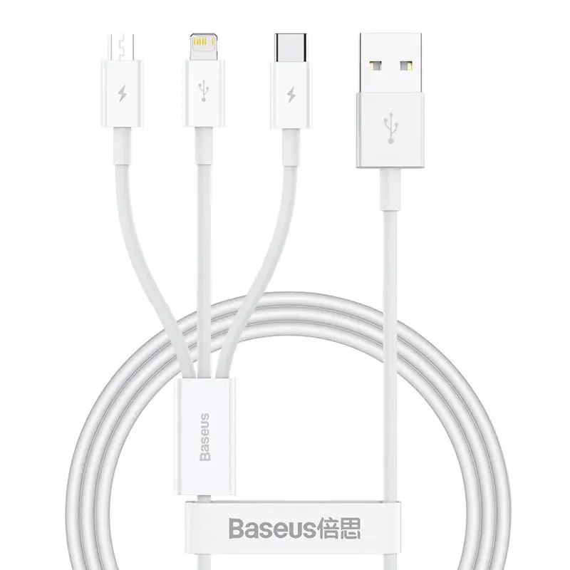 Kabel Baseus Superior Data USB do M+L+C 3,5A 1m Biały