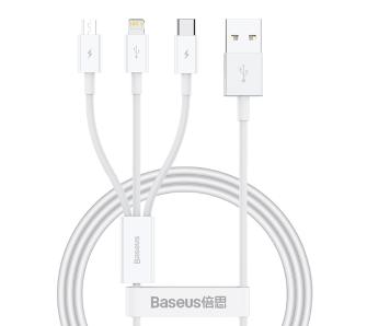Kabel Baseus Superior Data USB do M+L+C 3,5A 1m Biały